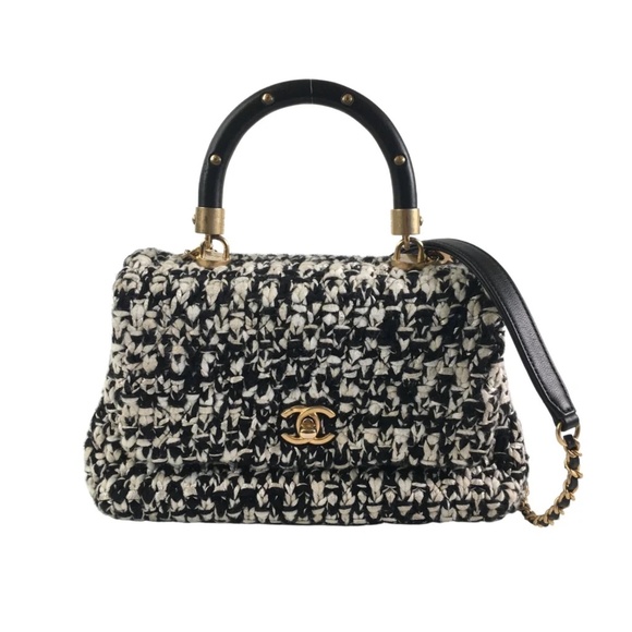 Chanel Tweed Coco Handle Black Tweed Purse - Picture 1 of 8